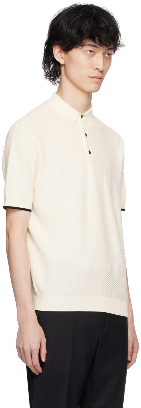Emporio Armani Off-White Ribbed Polo
