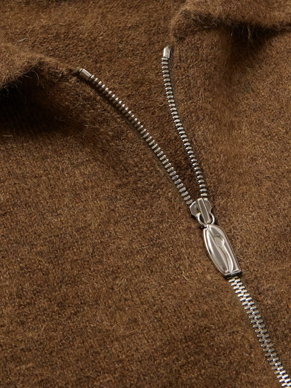LE 17 SEPTEMBRE - Knitted Zip-Up Cardigan - Brown