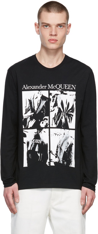 Photo: Alexander McQueen Black Logo Print Long Sleeve T-Shirt