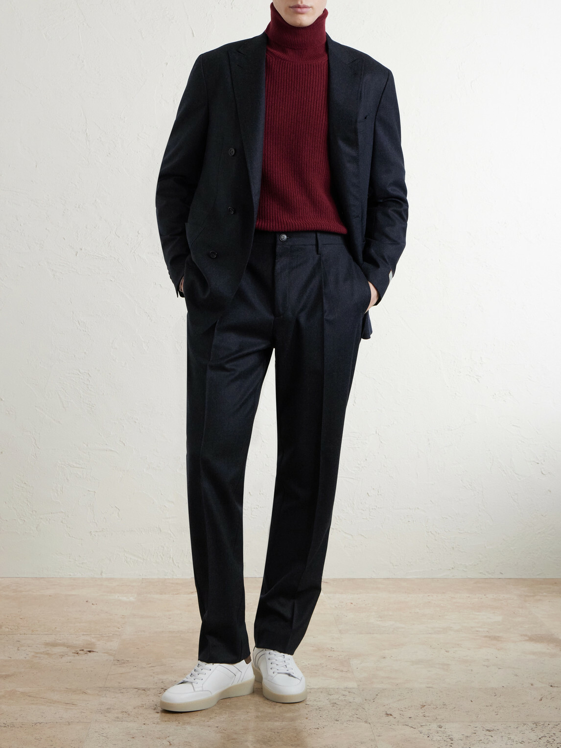 Canali - Wool and Cashmere-Blend Rollneck Sweater - Burgundy