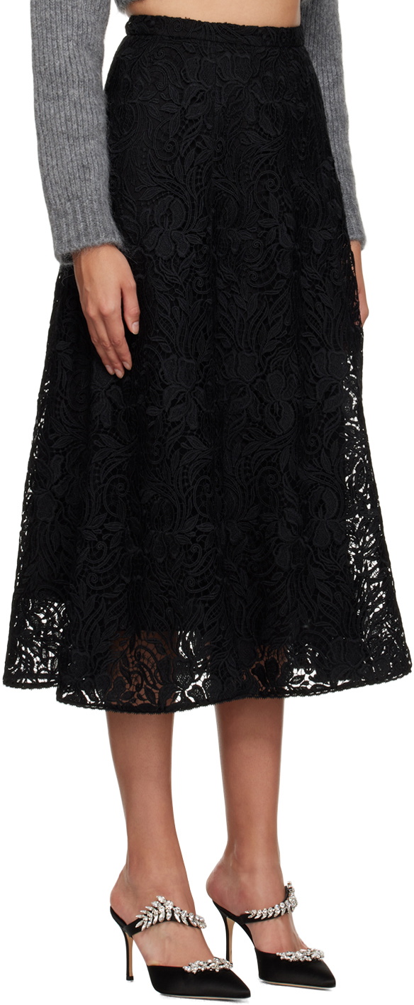 Erdem Black A-Line Midi Skirt Erdem