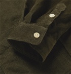 The Workers Club - Camp-Collar Garment-Dyed Cotton-Corduroy Overshirt - Green