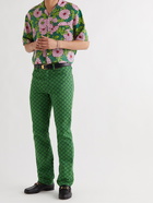 GUCCI - Logo-Jacquard Organic Cotton-Blend Trousers - Green