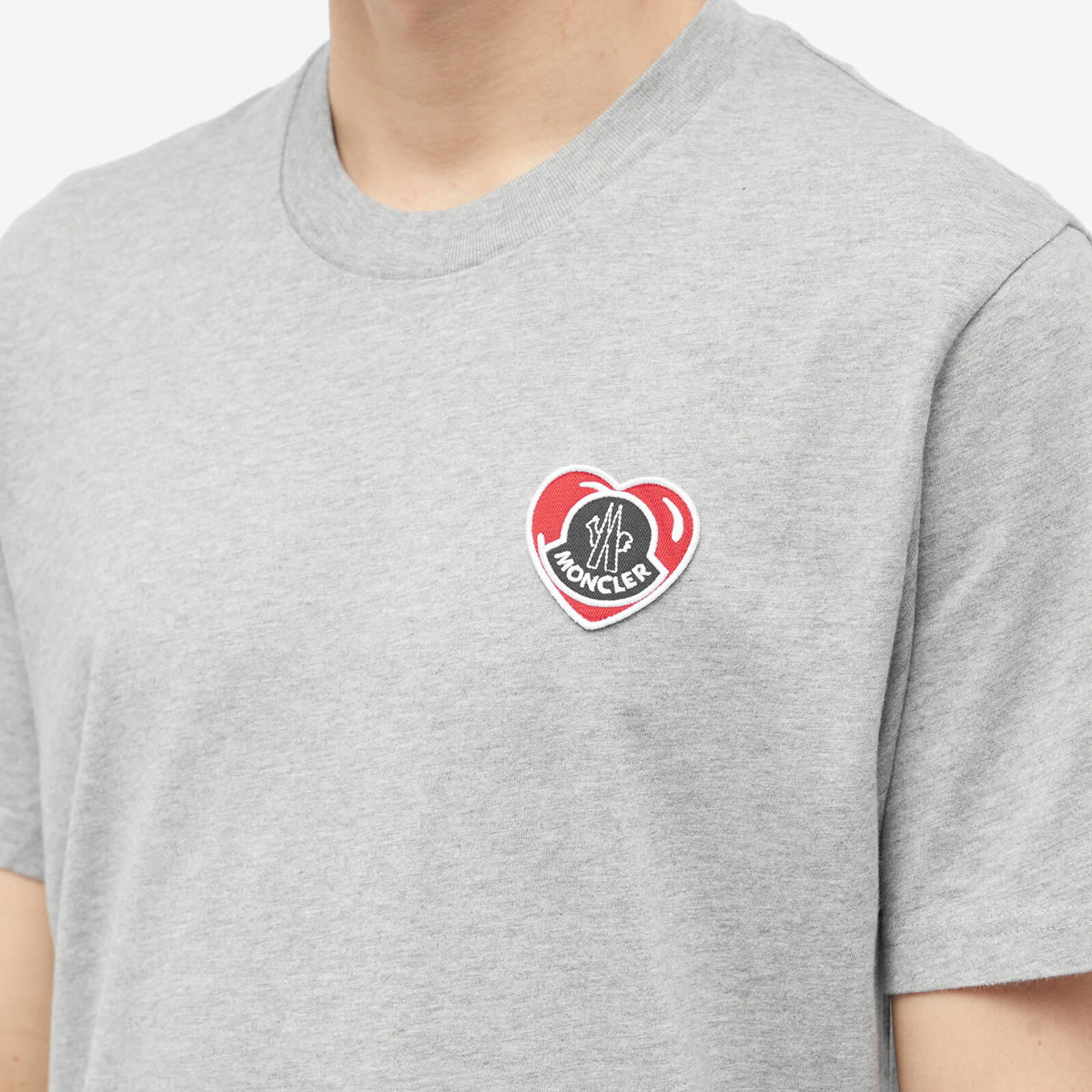 Moncler Men's Heart Logo T-Shirt in Grey Moncler