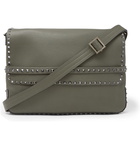 Valentino - Valentino Garavani Rockstud Full-Grain Leather Messenger Bag - Men - Army green