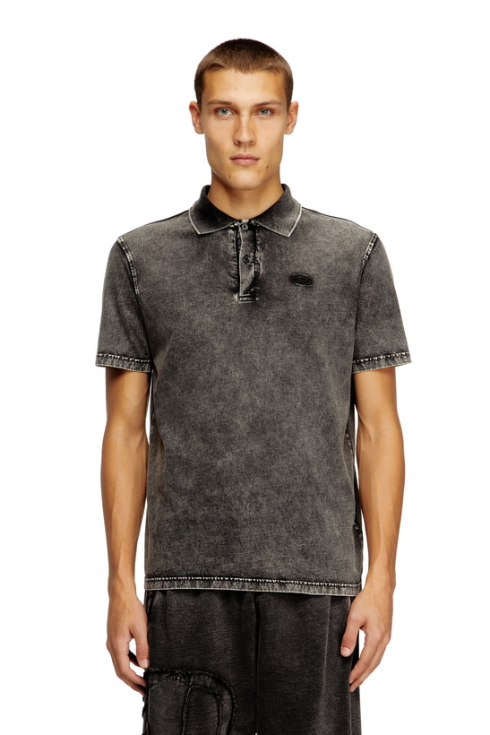 Photo: Diesel Polo shirt in denim-effect jersey - Polos Mens in Grey