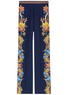 Etro Printed Straight-leg Silk Trousers Denim