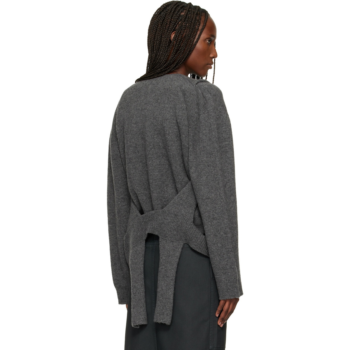 ISSEY MIYAKE Gray Backpack Knit Sweater
