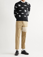 THOM BROWNE - Striped Intarsia Merino Wool Sweater - Black