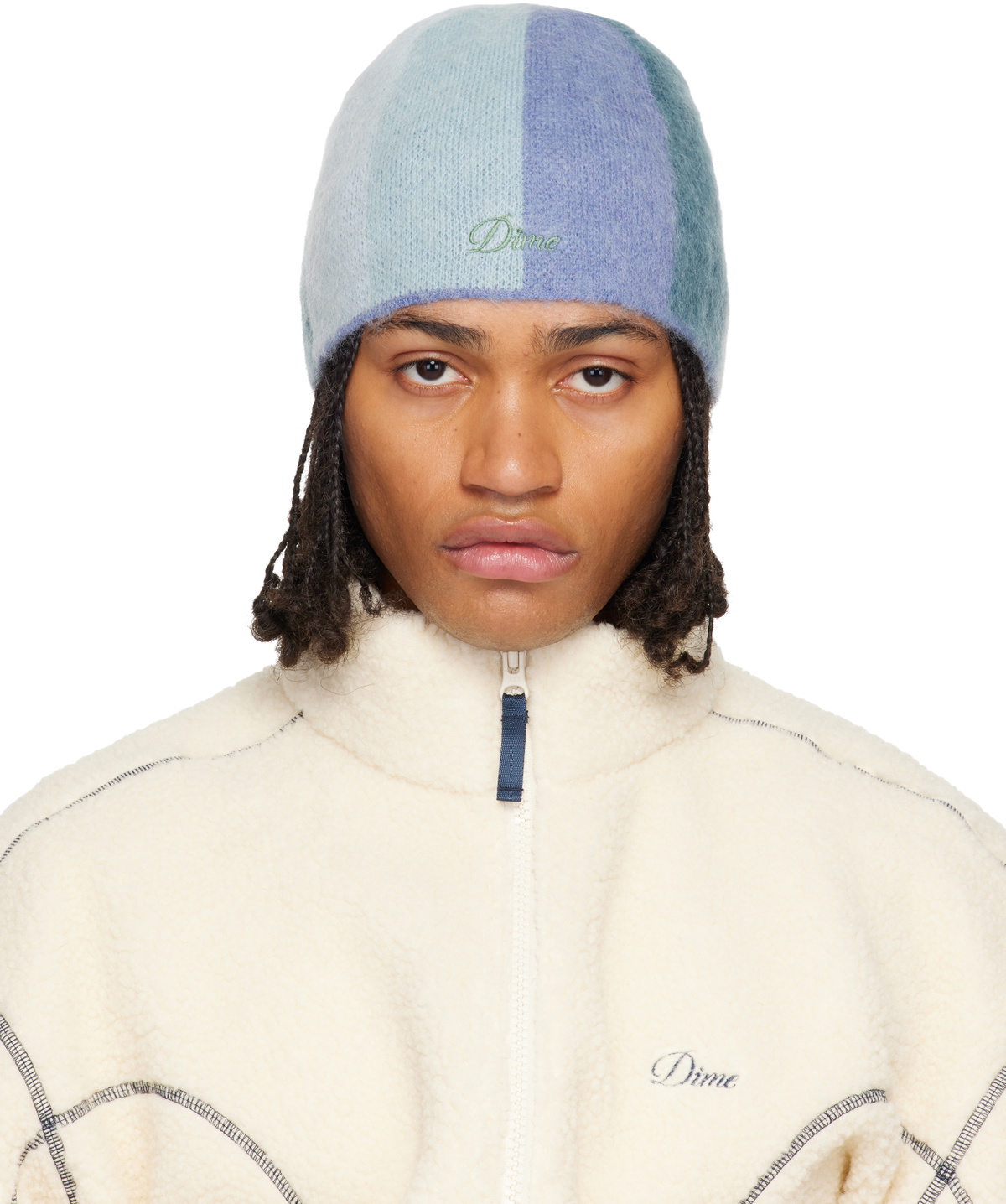 Dime White & Gray Spiral Skullcap Beanie Dime