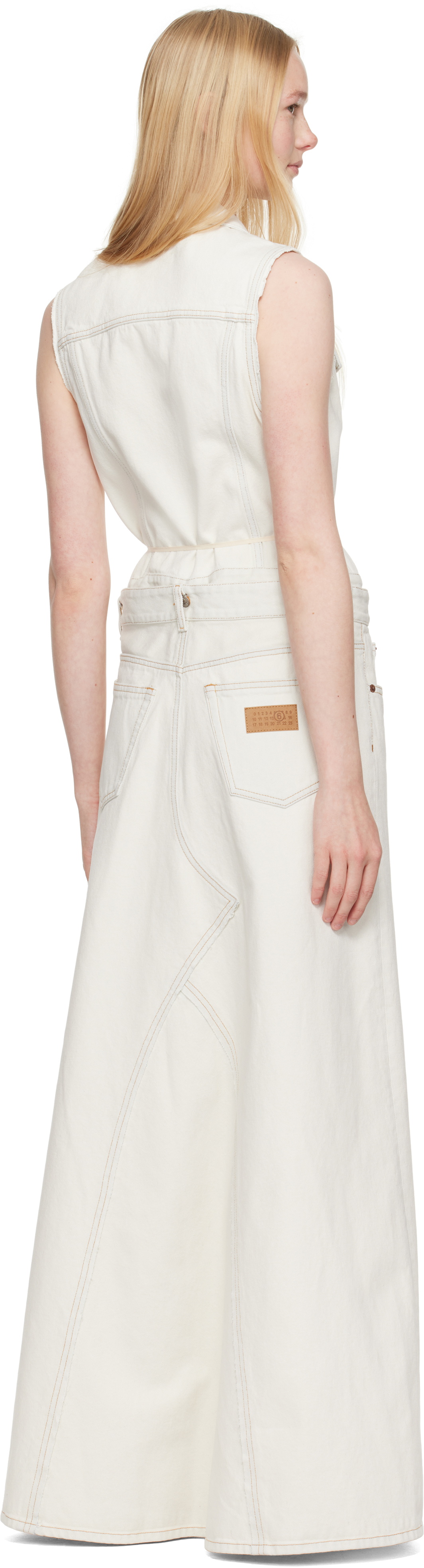 MM6 Maison Margiela Off-White Convertible Denim Maxi Dress