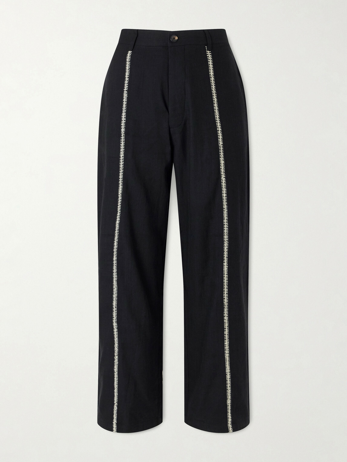 Kartik Research - Rabari Sultan Straight-Leg Embroidered Cotton Trousers - Black