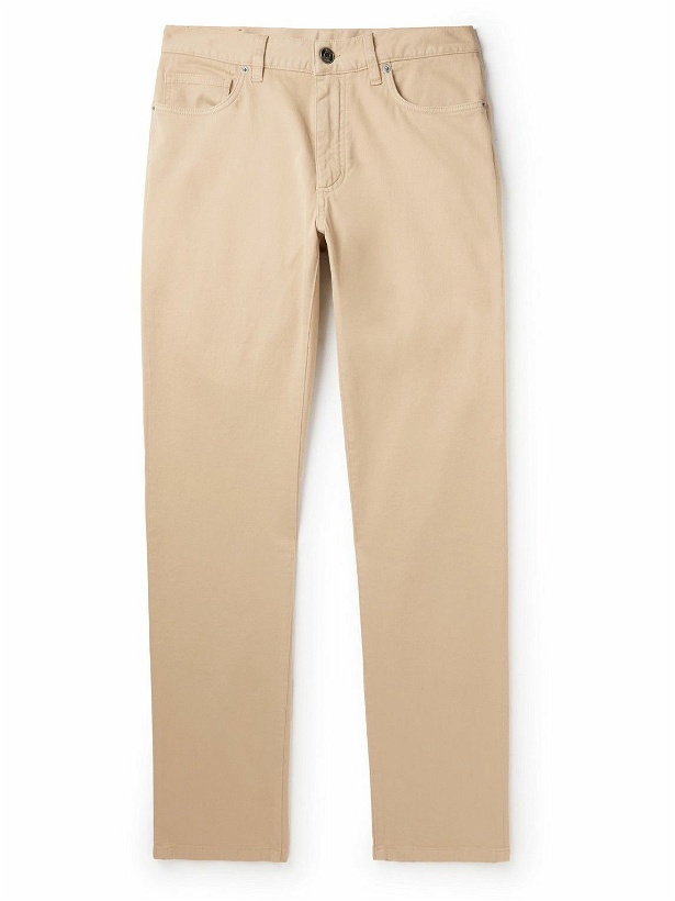 Photo: Zegna - Brushed Cotton-Blend Trousers - Neutrals
