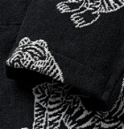 DESMOND & DEMPSEY - Belted Printed Cotton-Terry Robe - Black