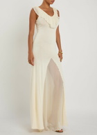 Aya Muse Rowan Ruffled Fine-knit Maxi Dress White