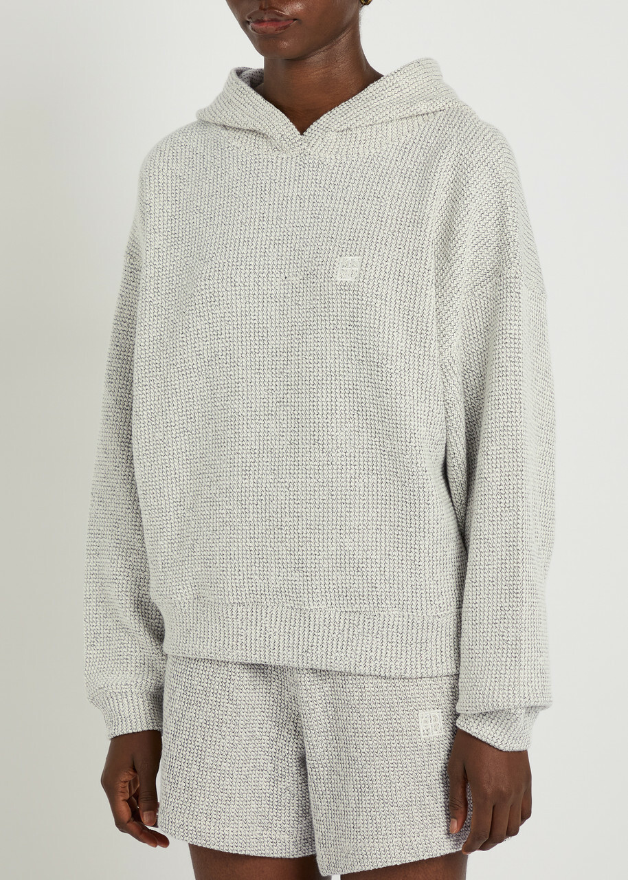 Anine Bing Alec Hooded Marled Cotton-blend Jumper Multicoloured