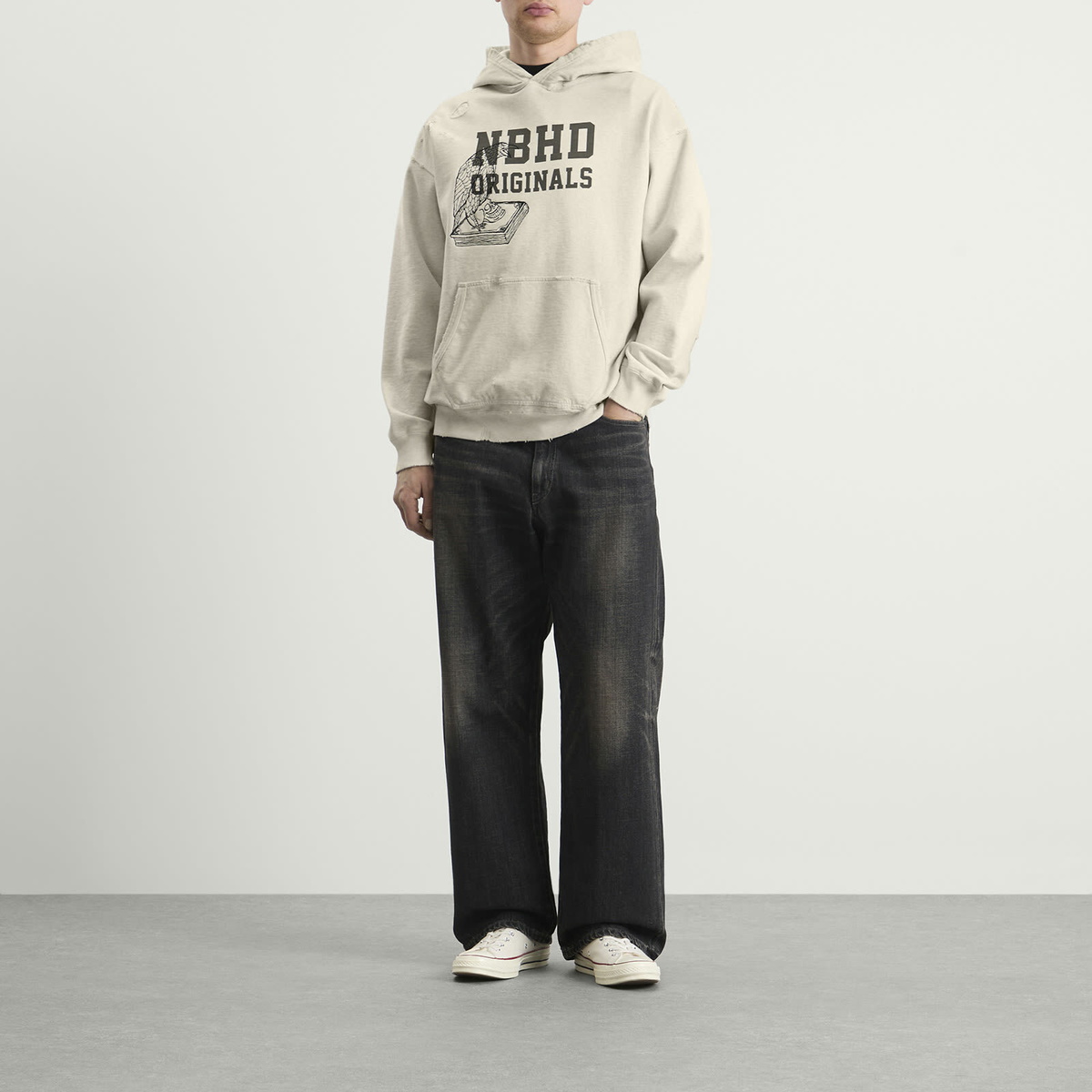 Neighborhood Men's Embroidered Savage Hoodie in Oatmeal