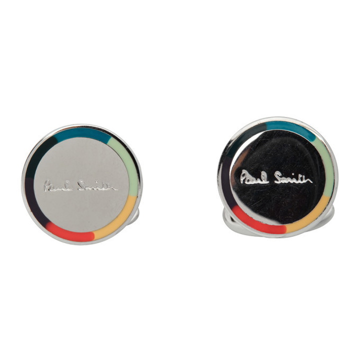 Photo: Paul Smith Silver and Multicolor Round Logo Cufflinks