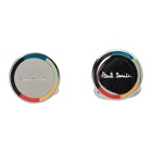Paul Smith Silver and Multicolor Round Logo Cufflinks
