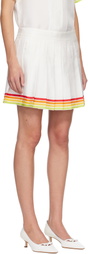 Casablanca White Mascot Pleated Silk Twill Miniskirt