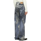 CAMPERLAB Blue Distorted Print Distressed Denim Jeans