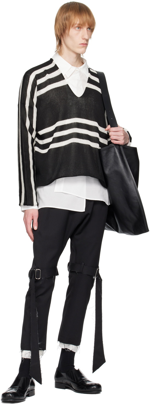 Sulvam Black Striped Sweater