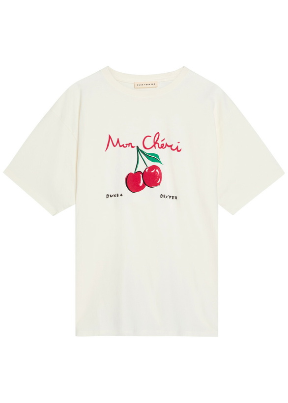 Photo: Duke And Dexter Mon Cheri Printed Cotton T-shirt White