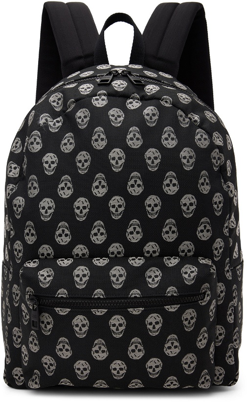 Photo: Alexander McQueen Black & Gray Metropolitan Biker Skull Backpack