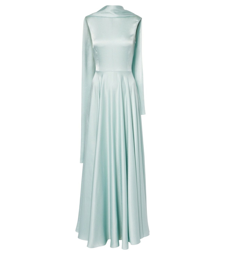 Photo: Solace London Emelia scarf-detail satin gown