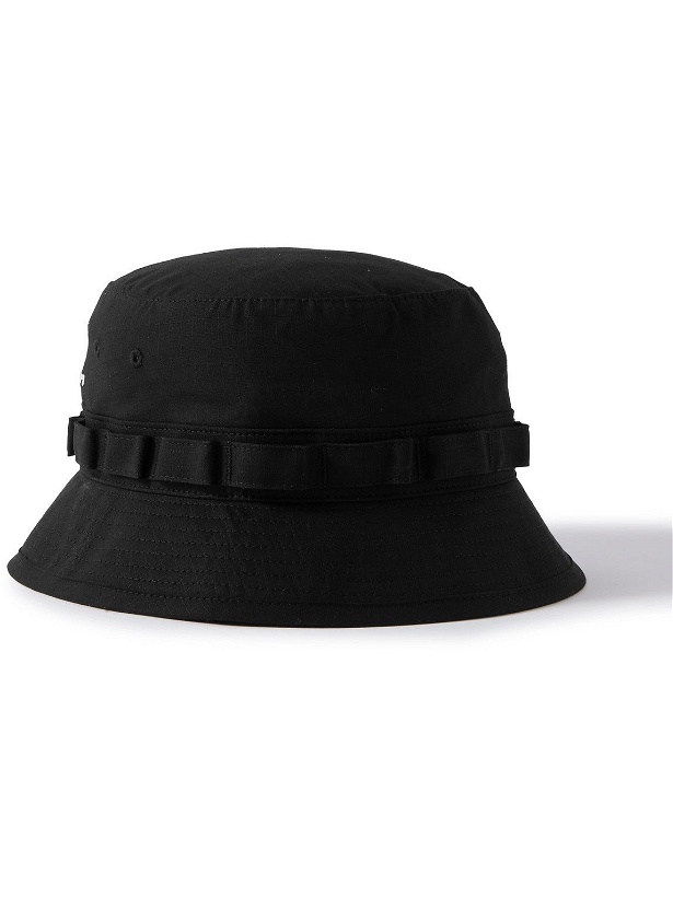 Photo: WTAPS - Jungle 02 Logo-Embroidered Cotton-Ripstop Bucket Hat - Black