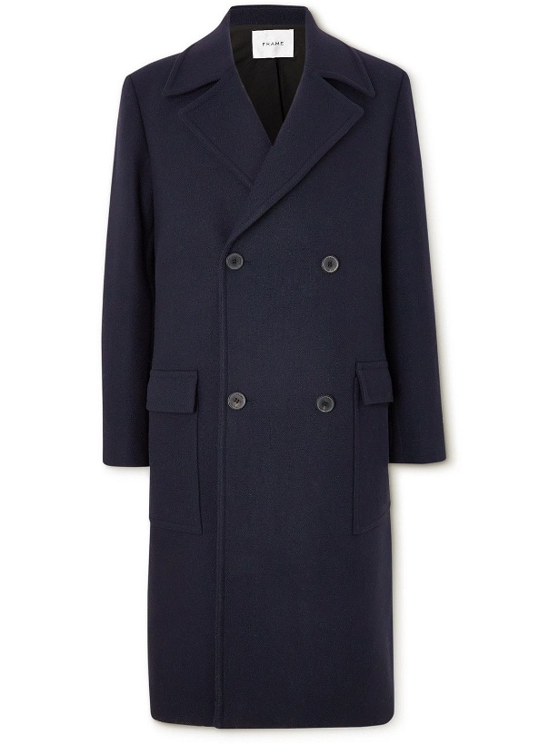Photo: FRAME - Double-Breasted Wool-Blend Overcoat - Blue