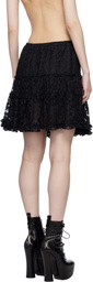 Anna Sui Black Shadow Blossom Tiered Petticoat Miniskirt