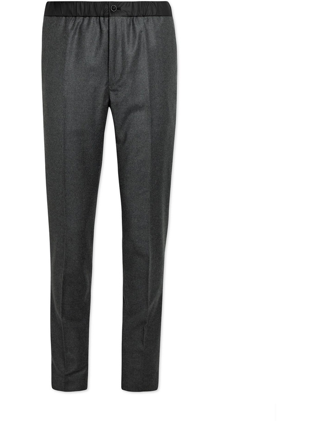 Photo: Incotex - Slim-Fit Shell-Trimmed Virgin Wool-Flannel Trousers - Gray