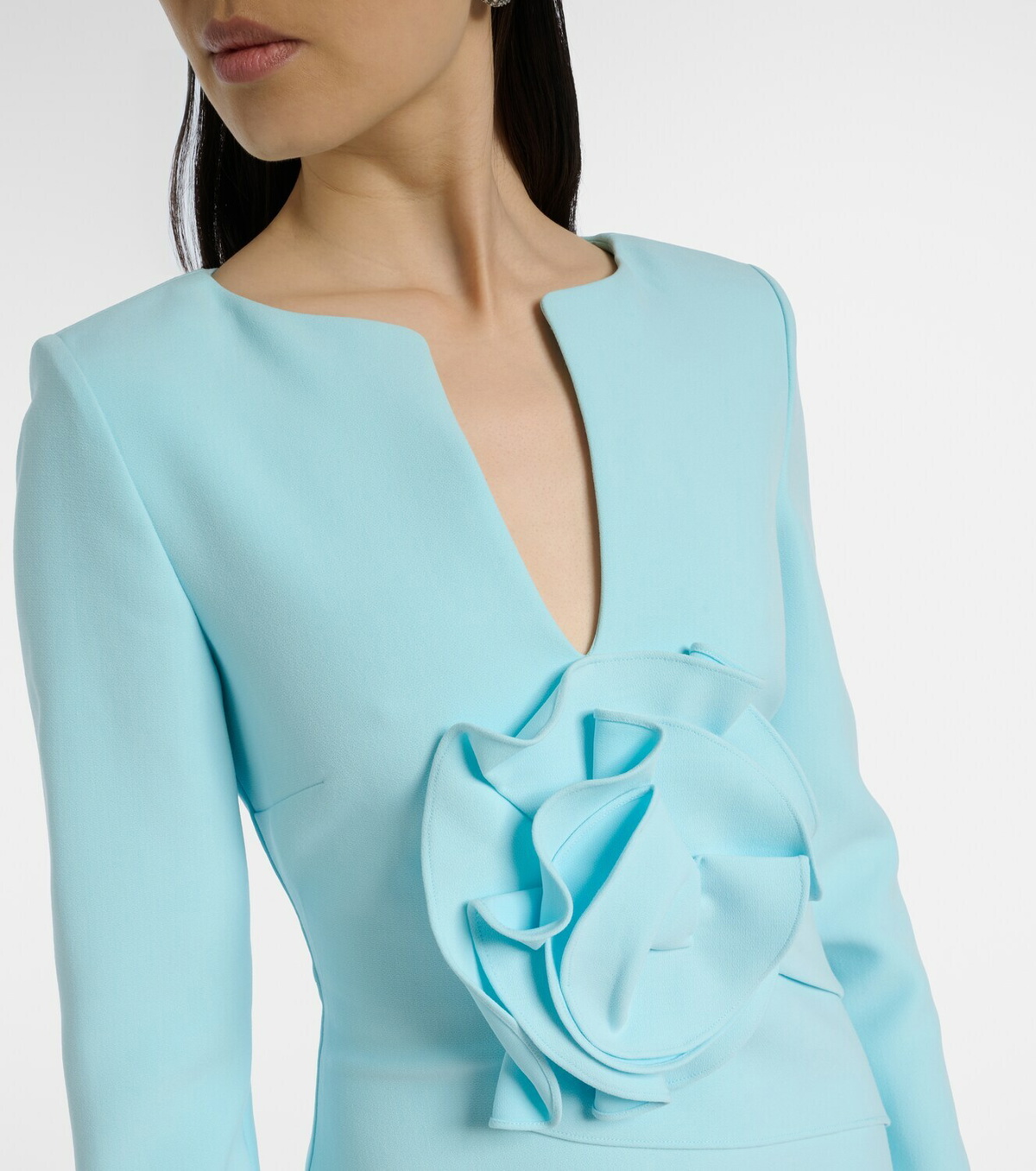 Roland Mouret Floral-appliqué crêpe gown