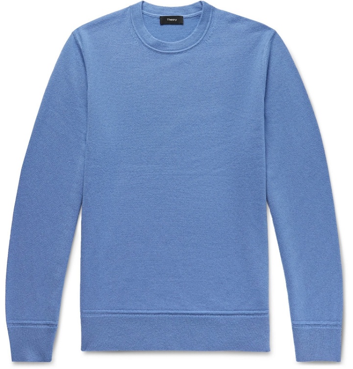 Photo: Theory - Hills Mélange Cashmere Sweater - Blue