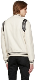 Saint Laurent Off-White Teddy Two-Band Bomber Jacket
