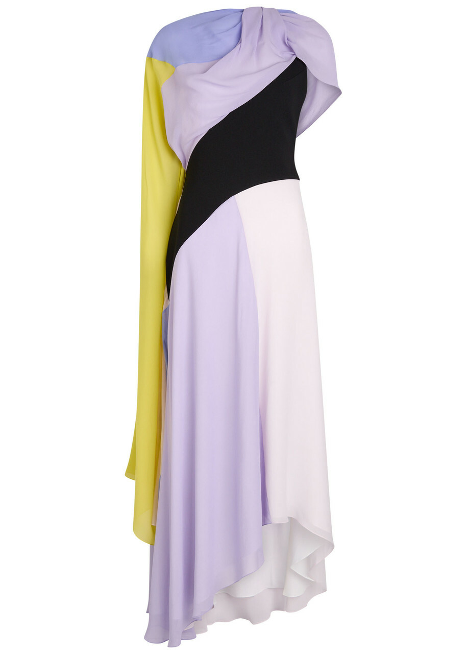 Roksanda Orel Colour-blocked Draped Silk-chiffon Gown Multicoloured 1