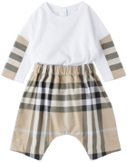 Burberry Baby Beige Check Bodysuit & Trousers Set