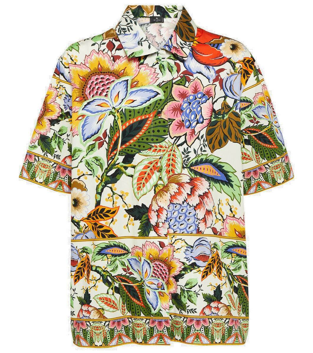 Etro Black 3/4 Sleeve T-Shirt w/ Sheer Floral Designs