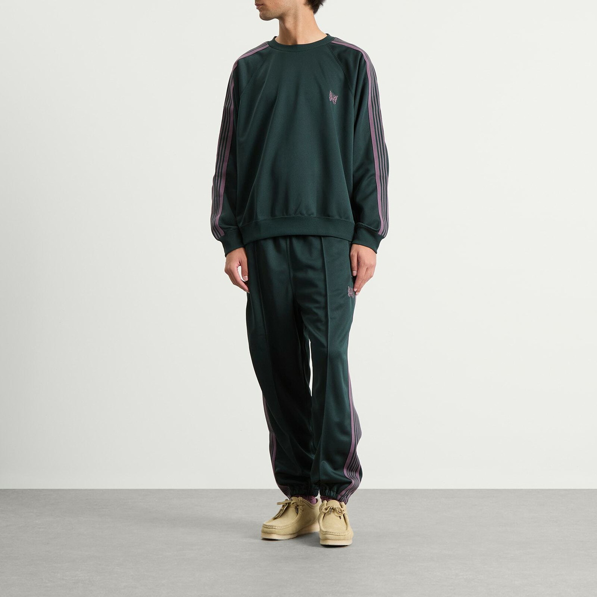 Needles Men's Poly Smooth Crew Neck Sweatshirt in Green