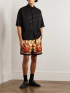 Valentino - Straight-Leg Floral-Print Silk-Twill Bermuda Shorts - Orange