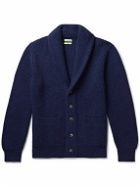 De Bonne Facture - Shawl-Collar Ribbed Alpaca and Wool-Blend Cardigan - Blue