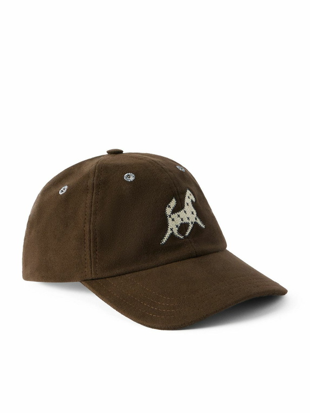 Photo: Drake's - Appliquéd Cotton-Moleskin Baseball Cap