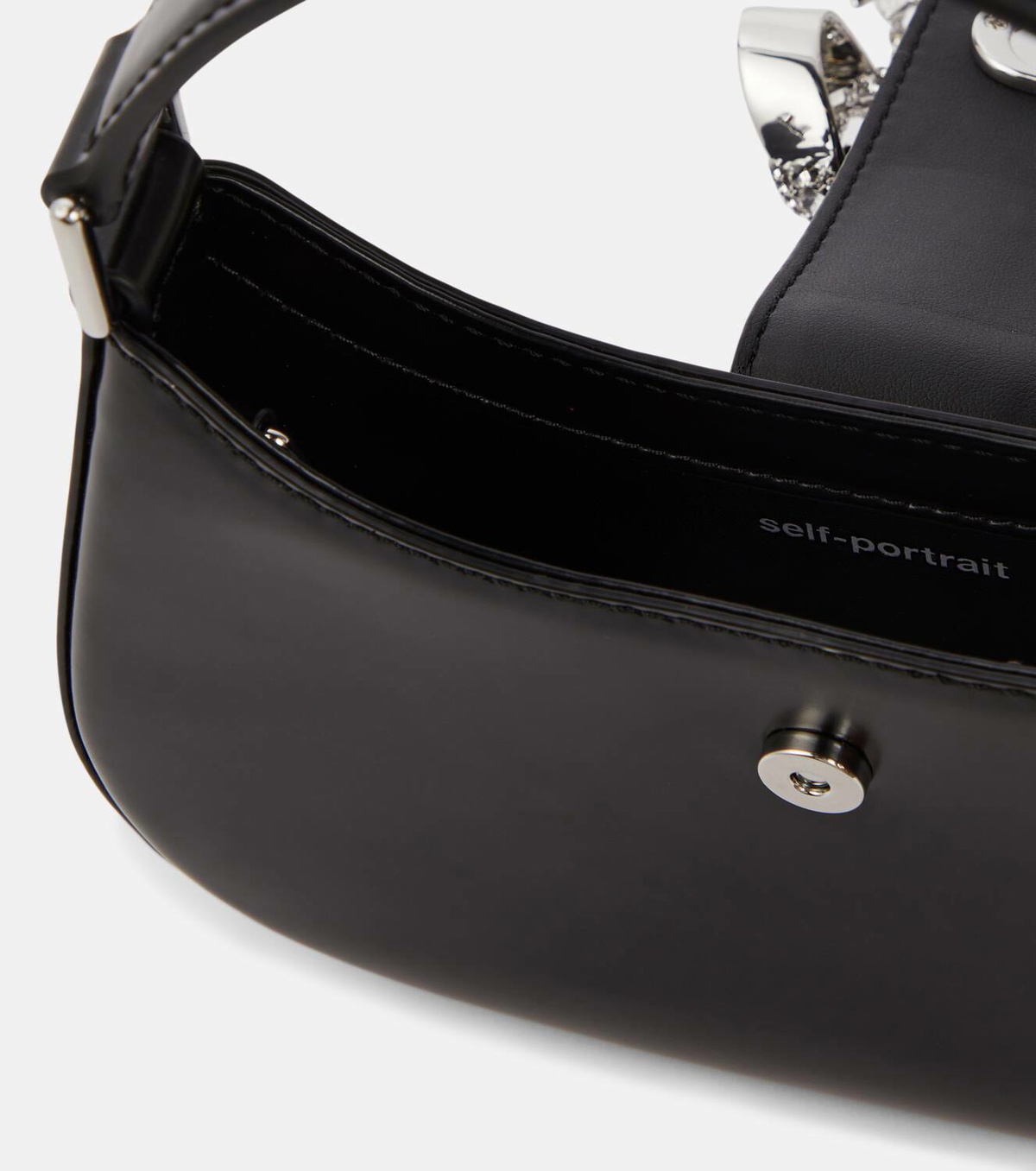 Self-Portrait Crescent embellished leather shoulder bag Self Self-Portrait Crescent embellished leather shoulder bag Self