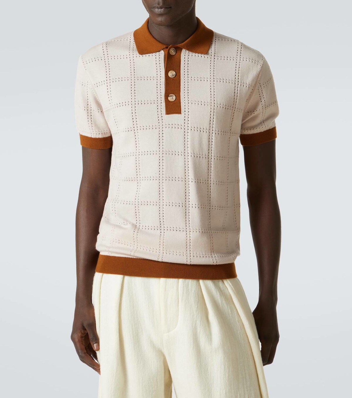 King & Tuckfield Checked wool polo shirt