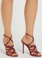 Aquazzura Serenade 105 Raffia Sandals Burgundy