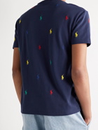 POLO RALPH LAUREN - Logo-Embroidered Cotton-Piqué T-Shirt - Blue