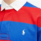 Polo Ralph Lauren Men's Stripe Rugby Shirt in Red/Rugby Royal