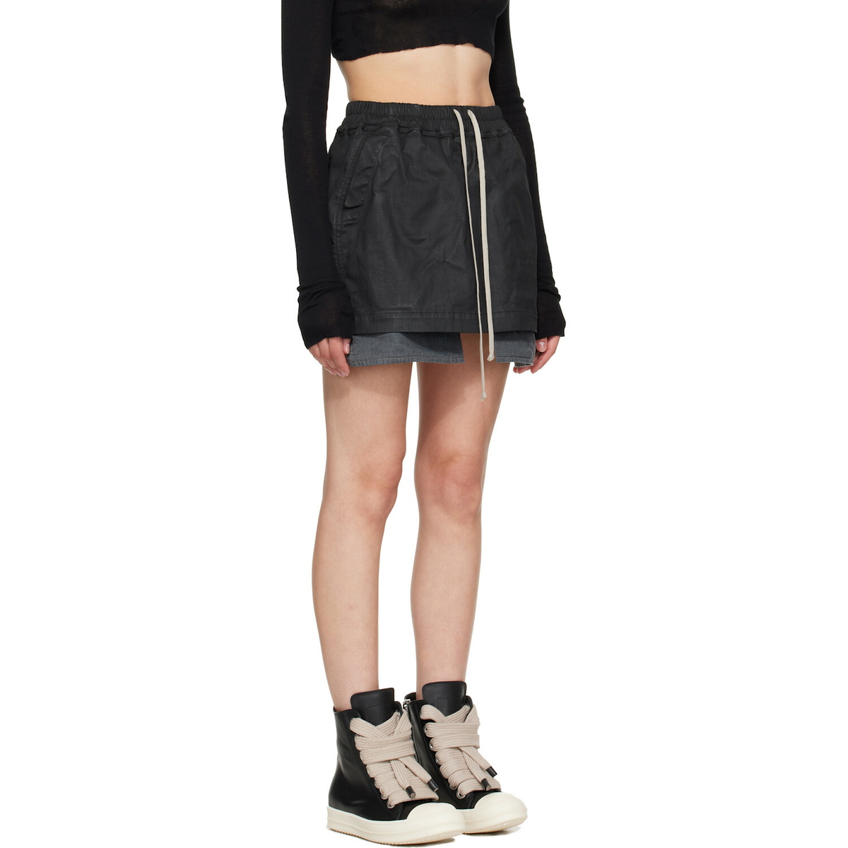 Rick Owens DRKSHDW Black Tower Fog Denim Miniskirt