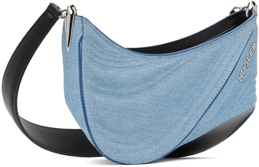 Mugler Blue & Black Small Denim Spiral Curve 01 Bag